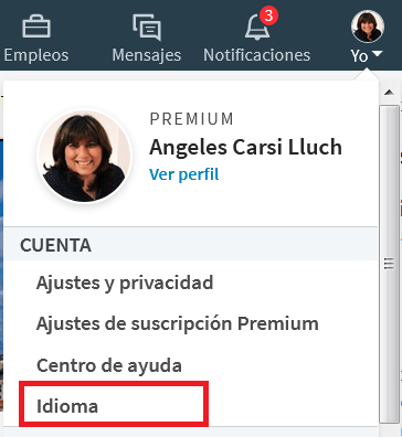 cambiar idioma perfil LinkedIn