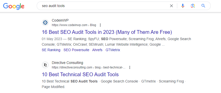 outils d'audit seo serp