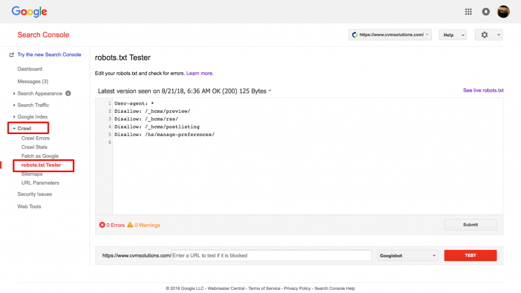 Tester robots.txt Google’a